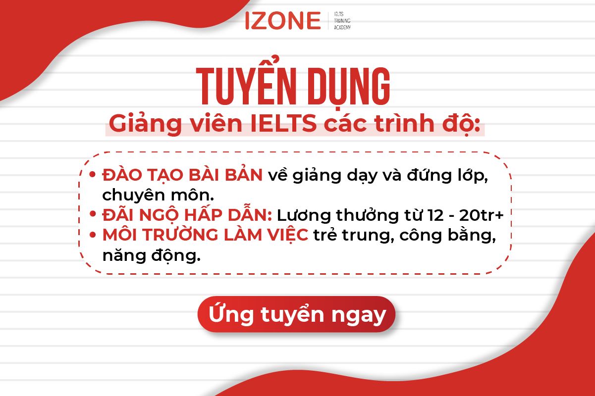 TUYỂN DỤNG GIÁO VIÊN IELTS CÁC TRÌNH ĐỘ – TRẢI THẢM ĐỎ ĐÓN NHÂN TÀI