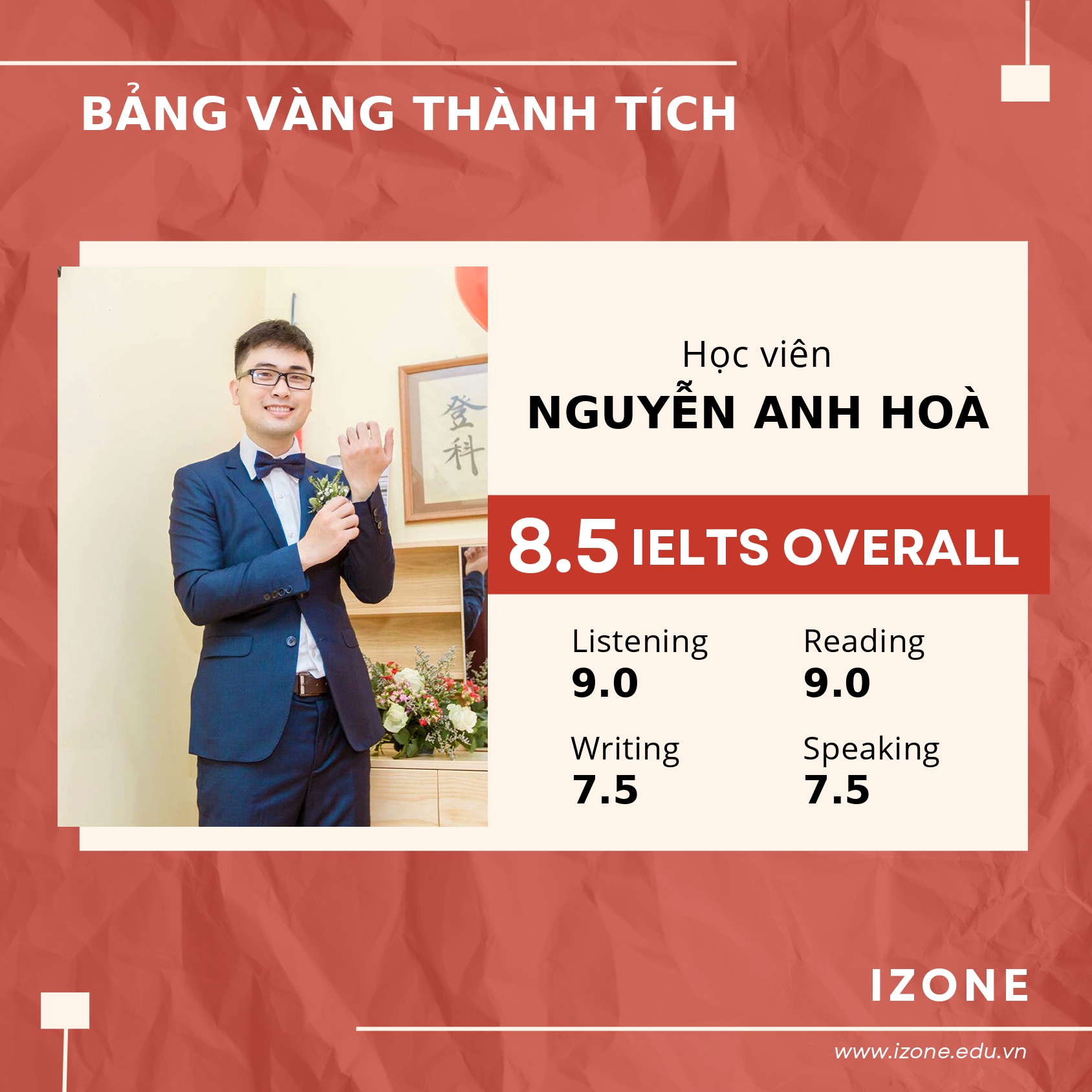 Học viên Nguyễn Anh Hoà 8.5 IELTS