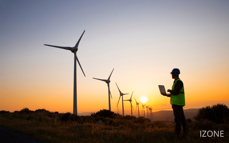 Wind turbines generate electricity