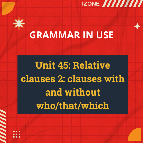 Grammar In Use – Unit 45: Relative clauses 2: clauses with and without who/that/which
