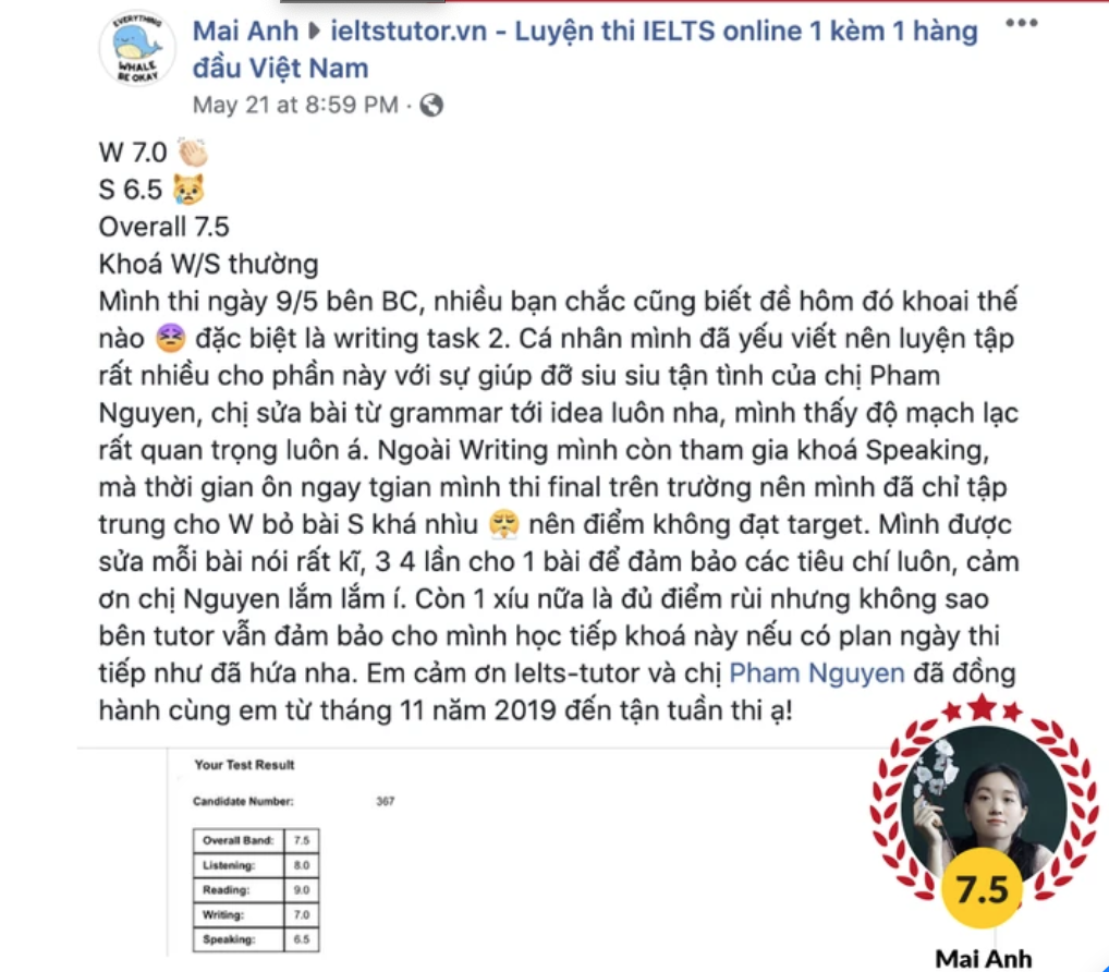 Review khóa học IELTS online IELTS Tutor từ học viên