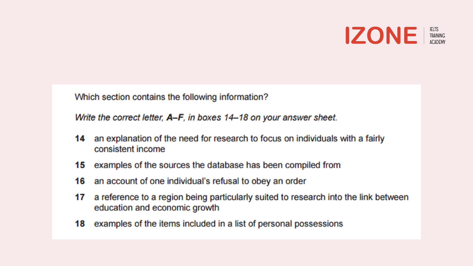 matching information ielts reading