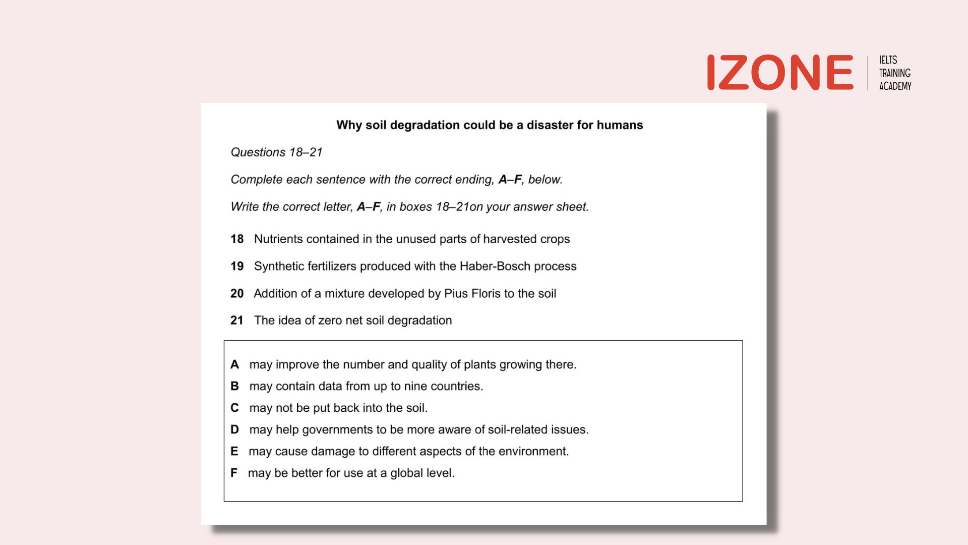 matching sentence endings ielts reading