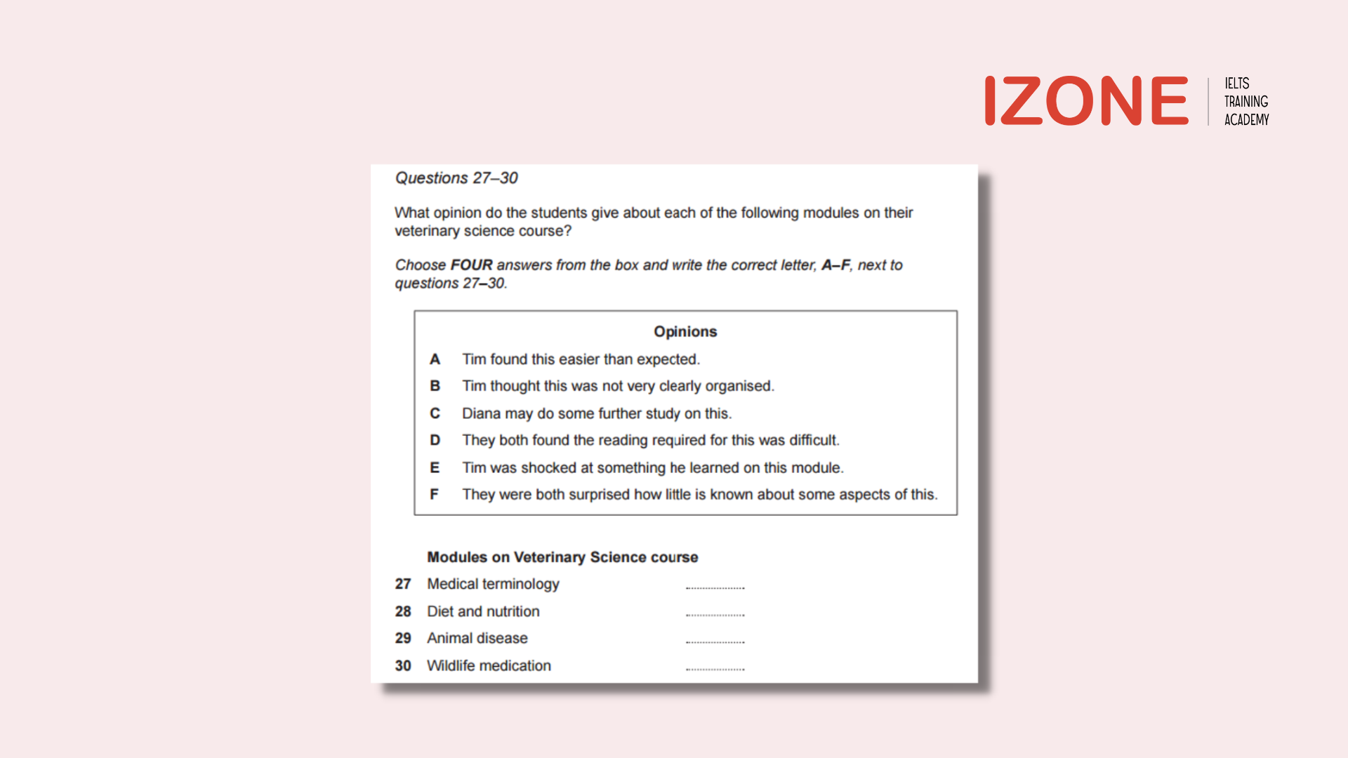 pick from a list ielts listening