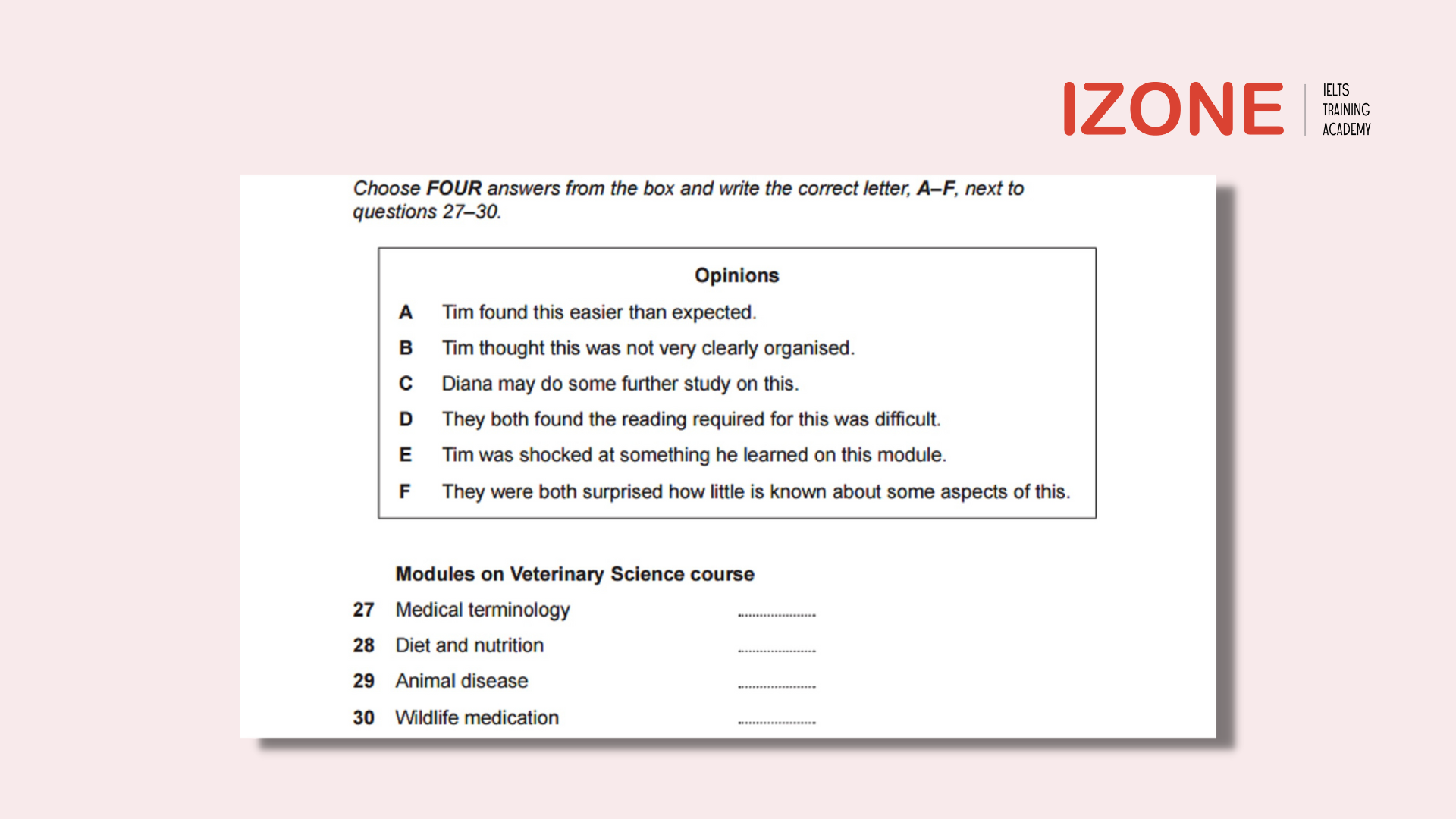 pick from a list ielts listening